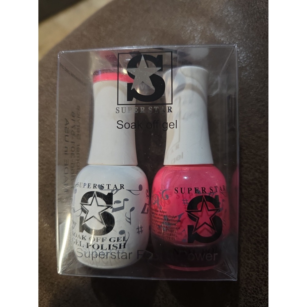 SuperStar Soak Off Duo Gel + Nail Polish #113 Pretty Lit Color Pink With Box